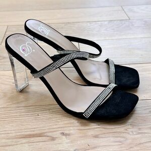 Heart in D Black Rhinestone Heels